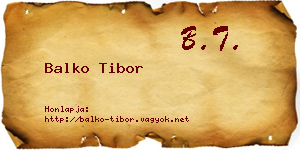 Balko Tibor névjegykártya
